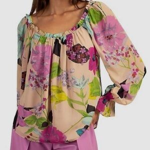 Trina Turk Floral Peasant Blouse